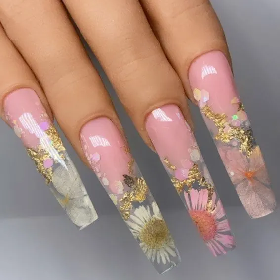 floral coffin nails