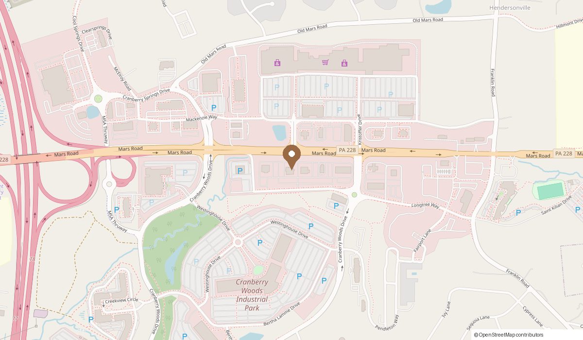 Map: 1720 PA-228 Between Patrons and Olive Garden, Cranberry Twp, PA 16066
