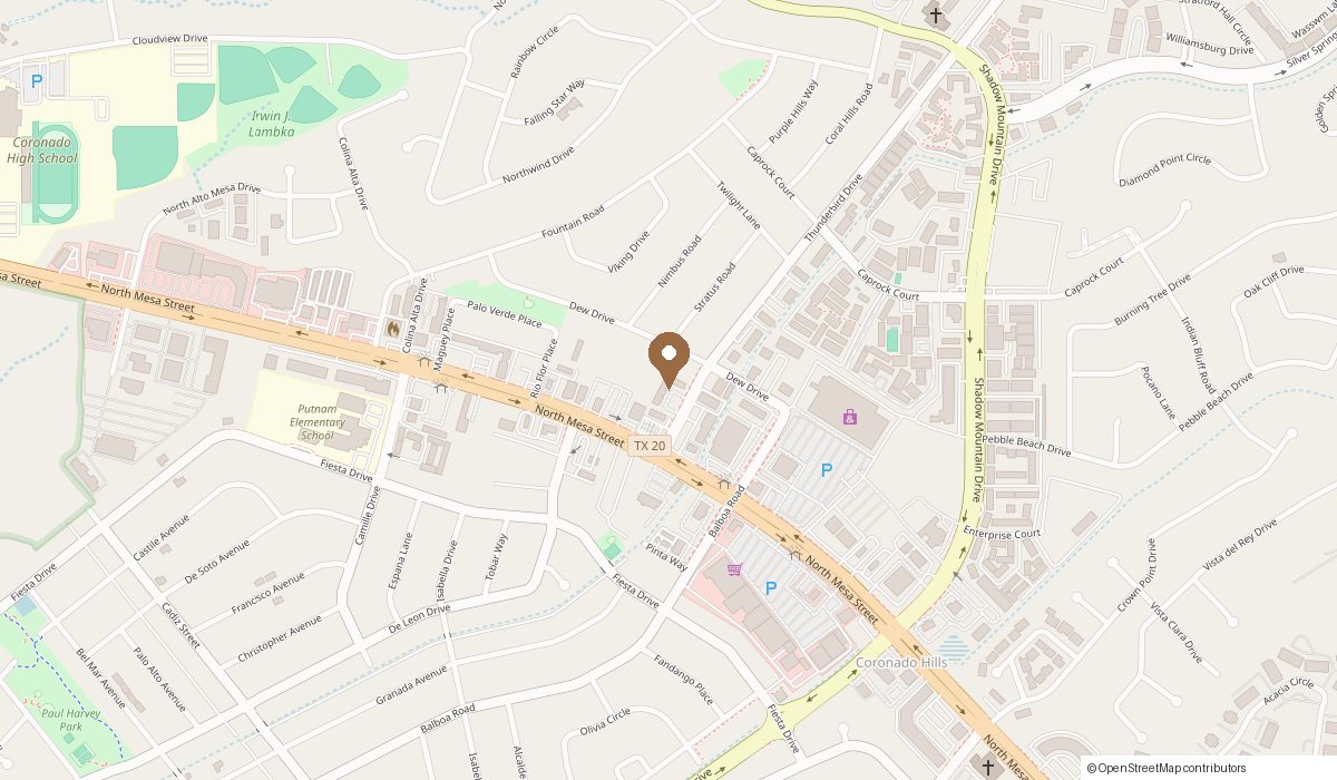 Map: 125 Thunderbird Dr Suite K, El Paso, TX 79912