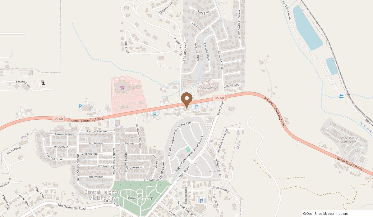 Map: The Body Shoppe 2040 U.S. 60, Globe, AZ 85501