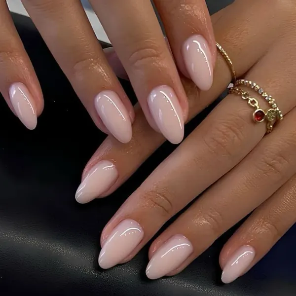 soft pink almond nails